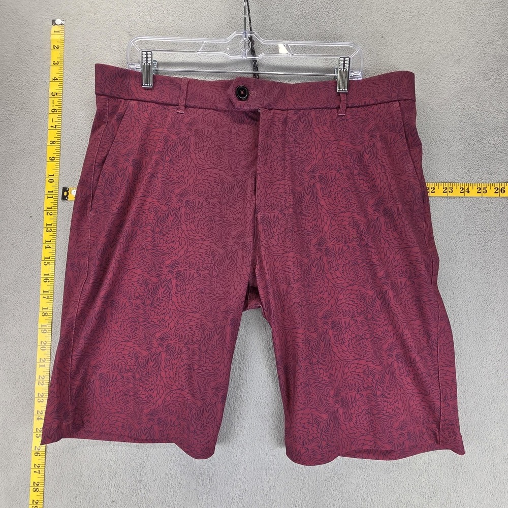 Greyson Shorts Mens 36 Red Golf Lion Print Zip Fly Pockets 10" Inseam